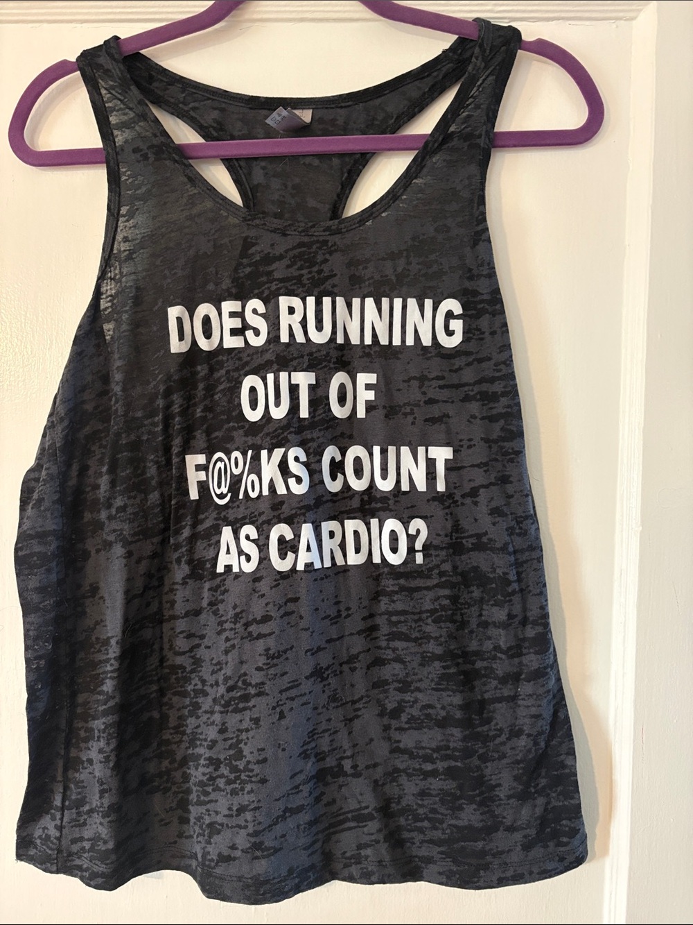 Workout tank top “Does Running out of F@%ks Count As Cardio?”
